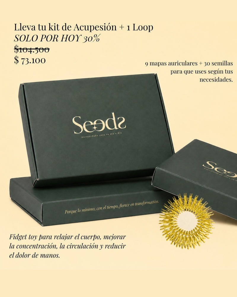 Loop + Seeds | Kit de 30 Semillas + Anillo de Acupresión